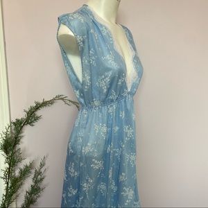 Vintage blue lace slip maxi nightgown